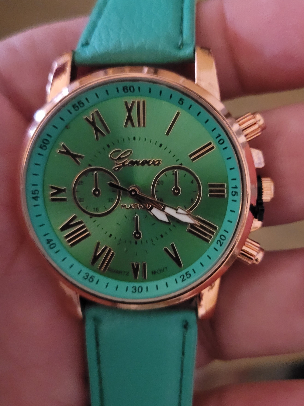Geneva Teal Leather Strap Watch - Teal Dial